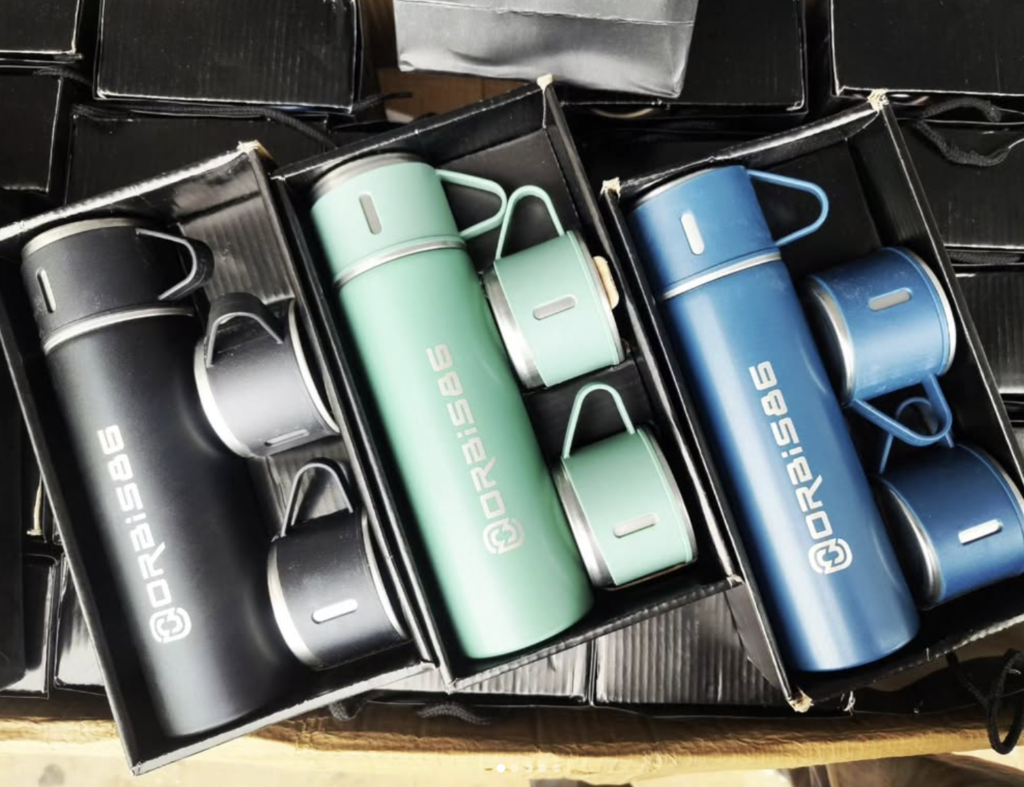 vacuum flask diwali gift set , logo printing engraving